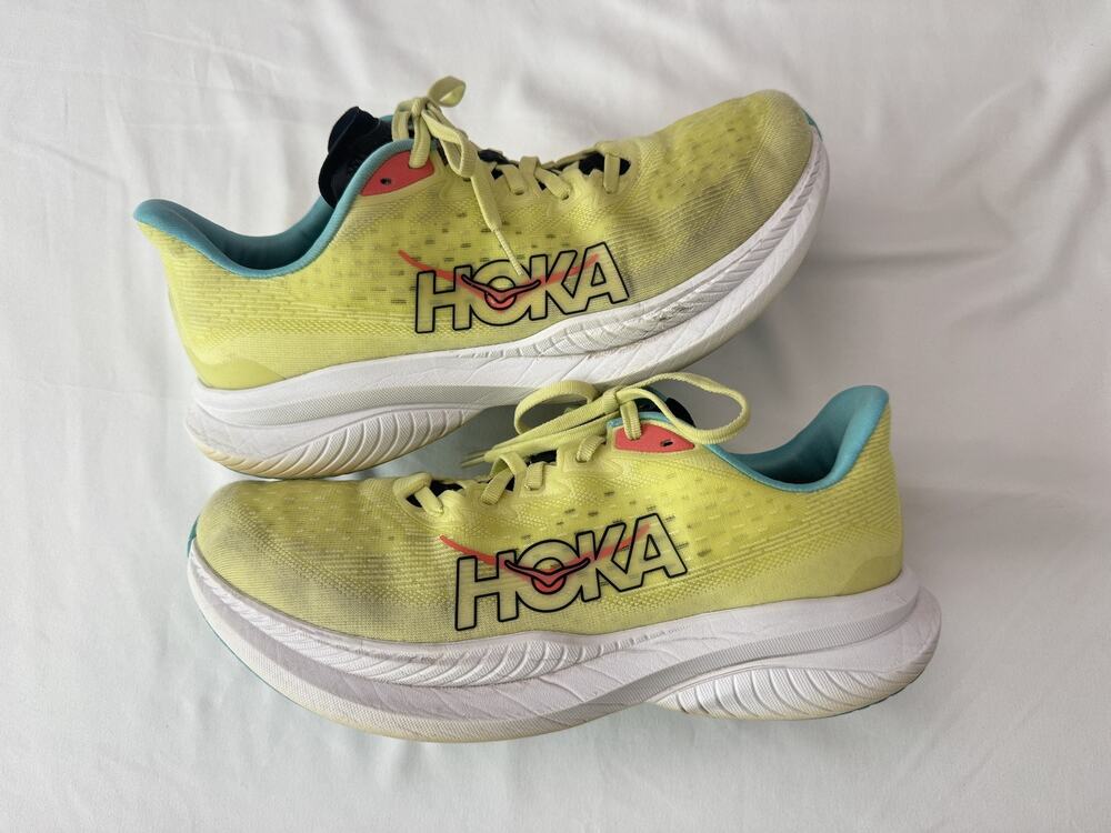 Hoka Mach 6 Running Shoes Mens Size 10D Yellow Mesh Athletic Sneakers